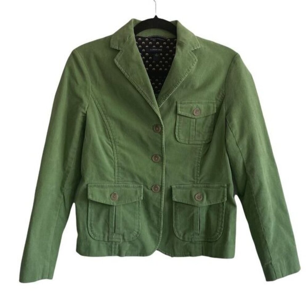 LANDS’ END Button Front Corduroy Blazer Green 4P